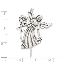 Sterling Silver Polish & Antique Angel w/Flower Pin