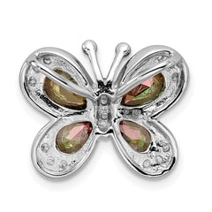 Sterling Silver Rhodium-plated Polished Dark Mystic CZ Butterfly Pendant