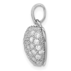 Sterling Silver Rhodium-plated CZ Micro pavâ Heart Pendant
