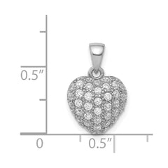 Sterling Silver Rhodium-plated CZ Micro pavâ Heart Pendant