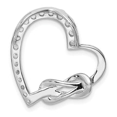 Sterling Silver Rhodium-plated CZ Heart Chain Slide - 3