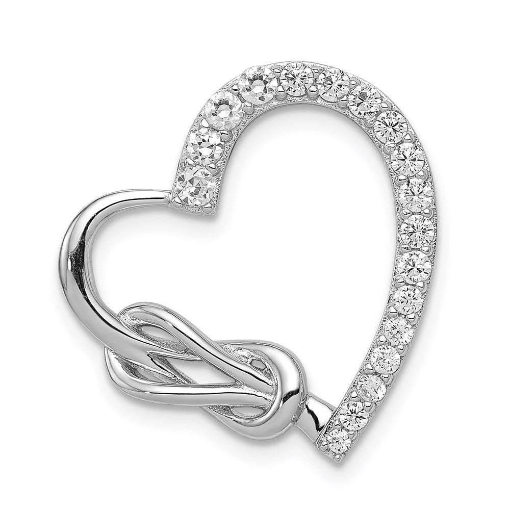 Sterling Silver Rhodium-plated CZ Heart Chain Slide - 3