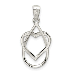 Sterling Silver Rhodium-plated Polished CZ Heart Pendant - 2