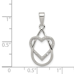 Sterling Silver Rhodium-plated Polished CZ Heart Pendant - 2