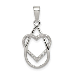 Sterling Silver Rhodium-plated Polished CZ Heart Pendant - 2