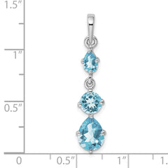 Sterling Silver Rhodium-plated Blue Topaz Pendant - 2