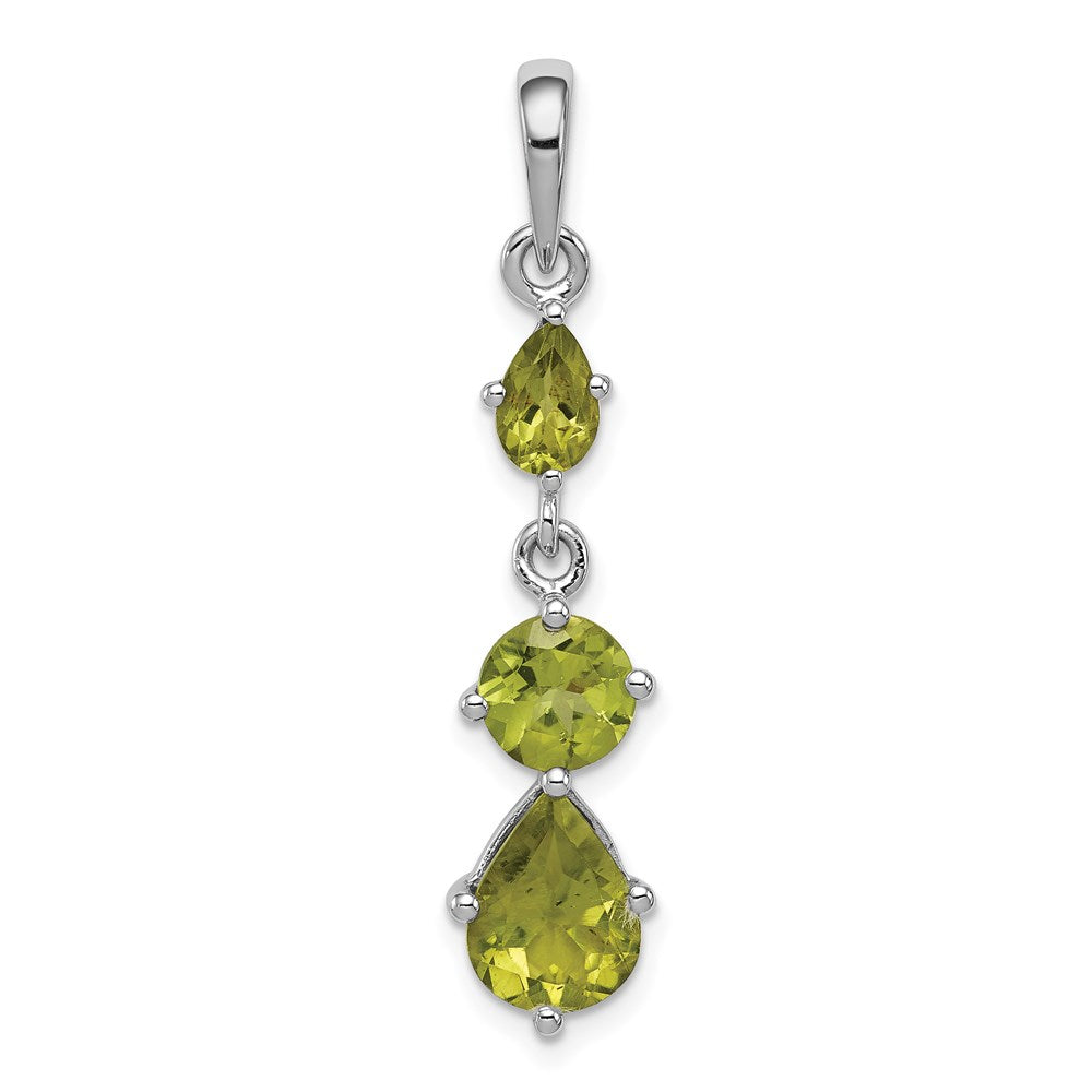Sterling Silver Rhodium-plated Peridot Pendant - 2