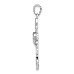 Sterling Silver Rhodium-plated Amethyst Cross Pendant