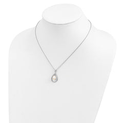 Sterling Silver Rhodium-plated 7-8mm White Teardrop Freshwater Cultured Pearl 17 inch Necklace