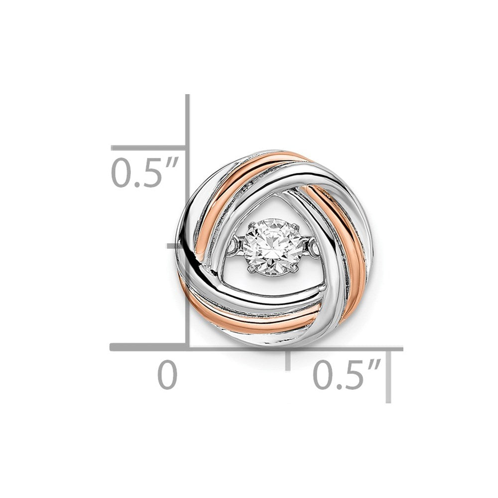 Sterling Silver Platium-plated Rose-tone Vibrant CZ Chain Slide