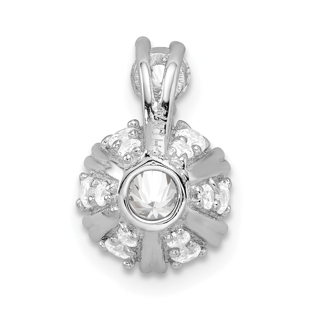 Sterling Silver Rhodium-plated Polished 8mm Round CZ Chain Slide