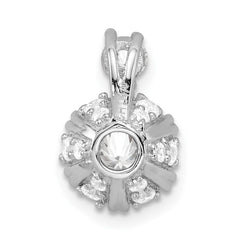 Sterling Silver Rhodium-plated Polished 8mm Round CZ Chain Slide