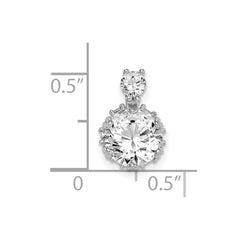 Sterling Silver Rhodium-plated Polished 8mm Round CZ Chain Slide