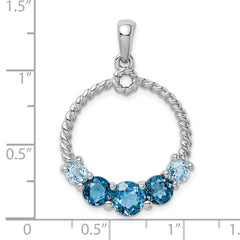 Sterling Silver Rhod-plat London blue and LB topaz Pendant - 2