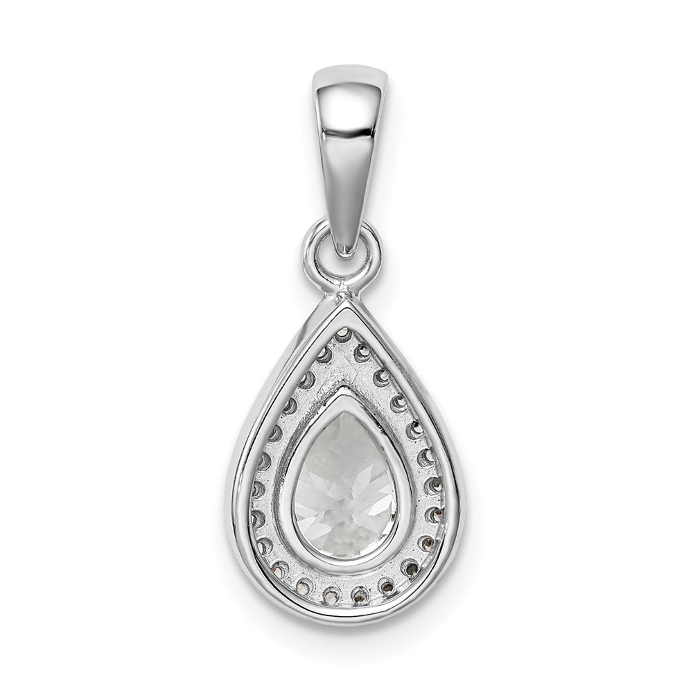 Sterling Silver Rhodium Plated CZ Pendant - 4