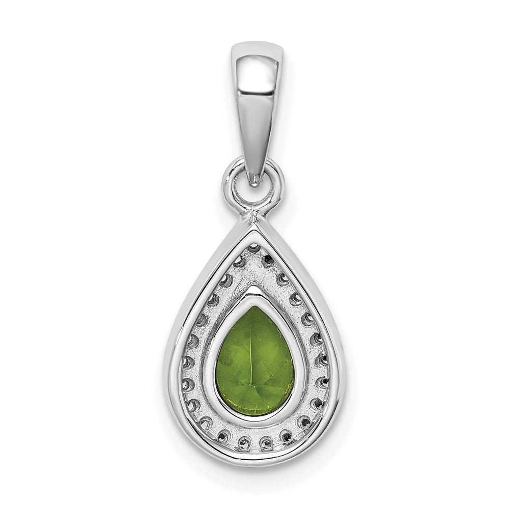 Sterling Silver Rhodium Plated Green and Clear CZ Pendant - 2