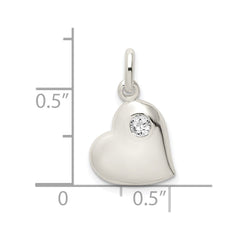 Sterling Silver CZ Heart Pendant - 2