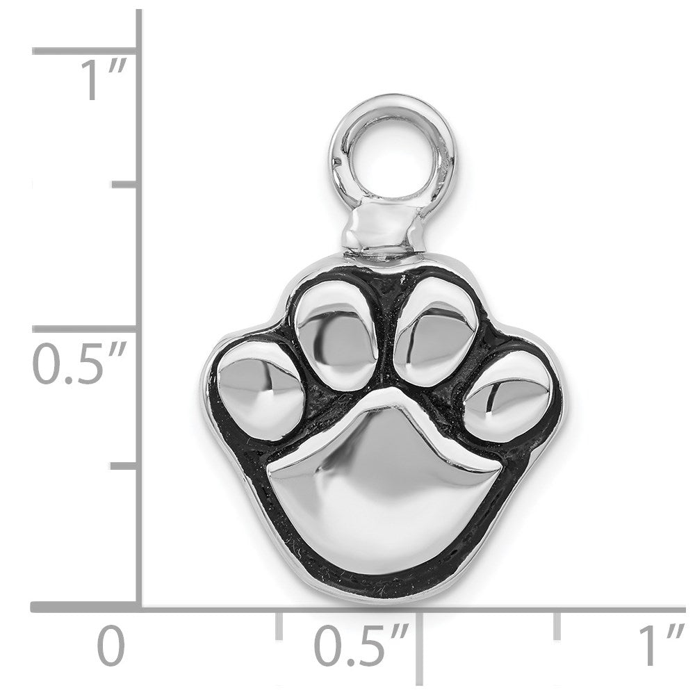 Sterling Silver Rhodium-plated Enameled Paw Ash Holder Bottle Pendant