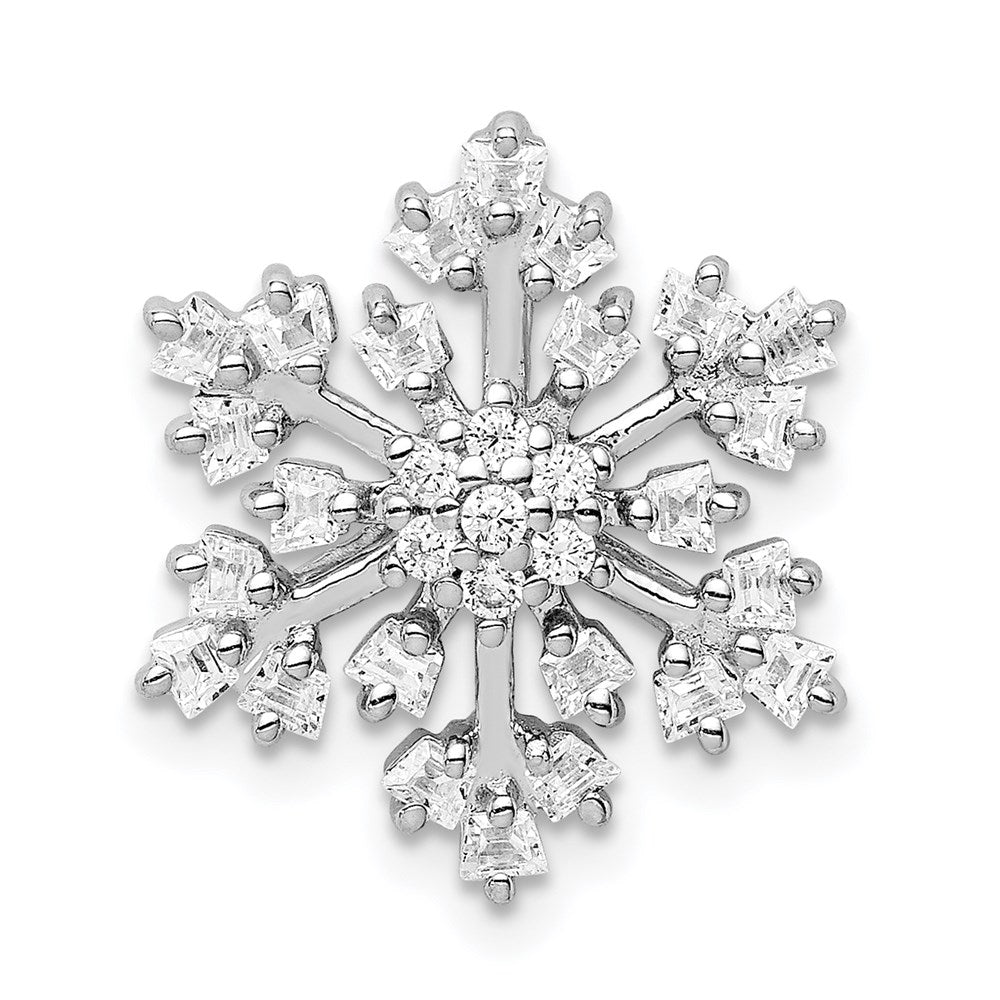 Sterling Silver Rhodium-plated CZ Snowflake Chain Slide - 2