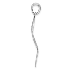 Sterling Silver Rhodium-plated Polished & D/C Leaf Pendant - 2