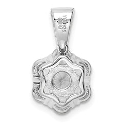 Sterling Silver Polished Rhodium-plated CZ Flower Pendant
