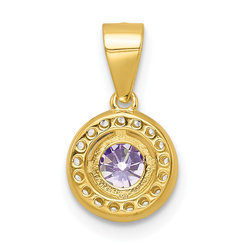 Sterling Silver Gold Tone Purple CZ Pendant