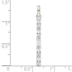 Sterling Silver Polished CZ Bar Pendant