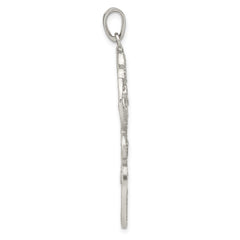 Sterling Silver Polished CZ Floral Pendant - 2