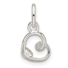 Sterling Silver CZ Heart Pendant - 4