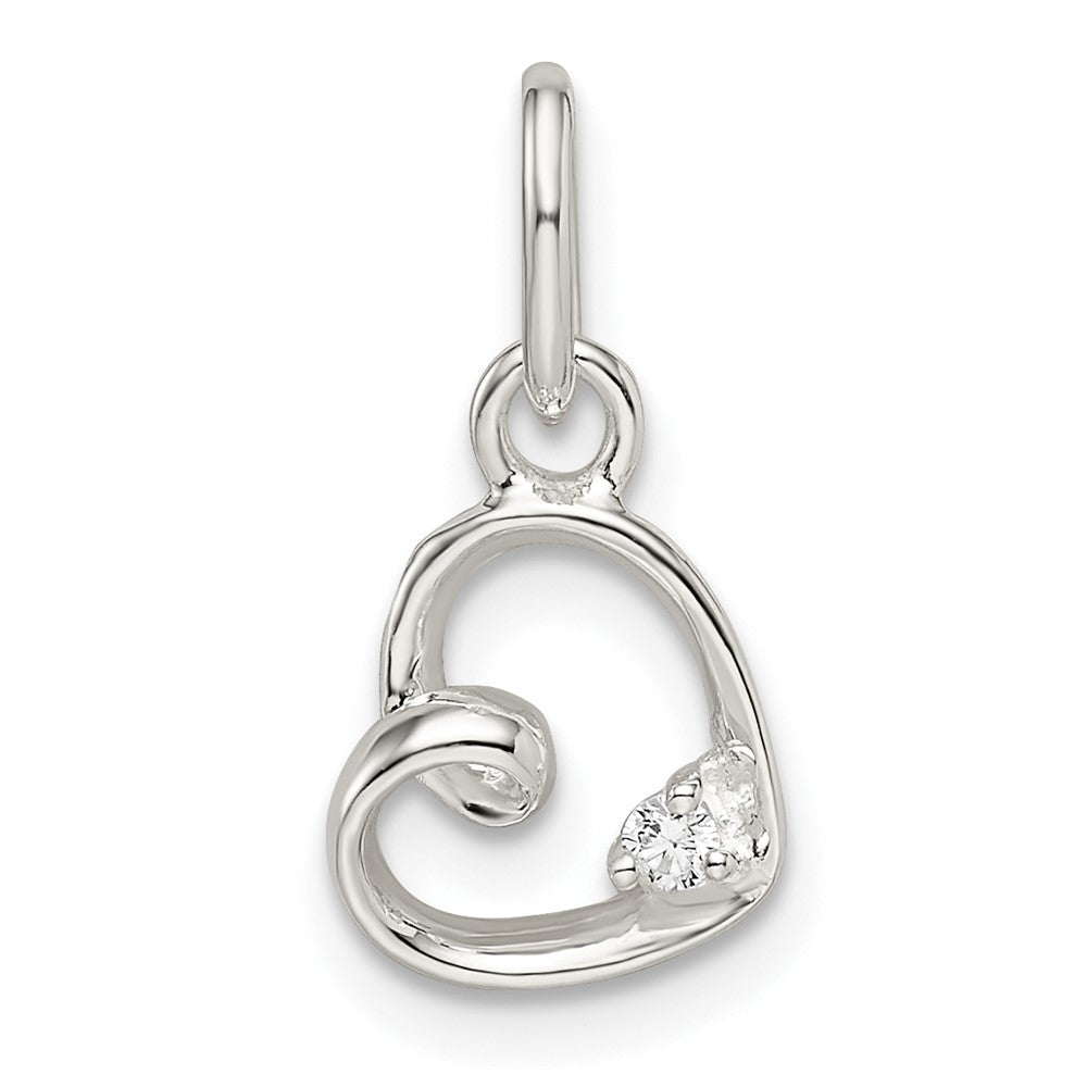 Sterling Silver CZ Heart Pendant - 4