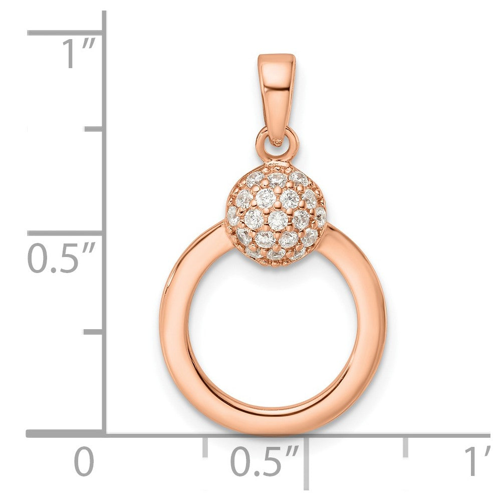 Sterling Silver & Rose Gold-plated CZ Circle Pendant