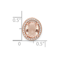 Sterling Silver Rose-tone Polished Pink & White CZ Oval Chain Slide