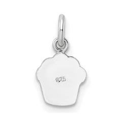 Sterling Silver RH-plated Multi-color Enameled Cupcake Children's Pendant