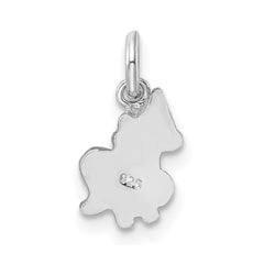 Sterling Silver Rhodium-plated Blue, White & Black Enameled Unicorn Children's Pendant