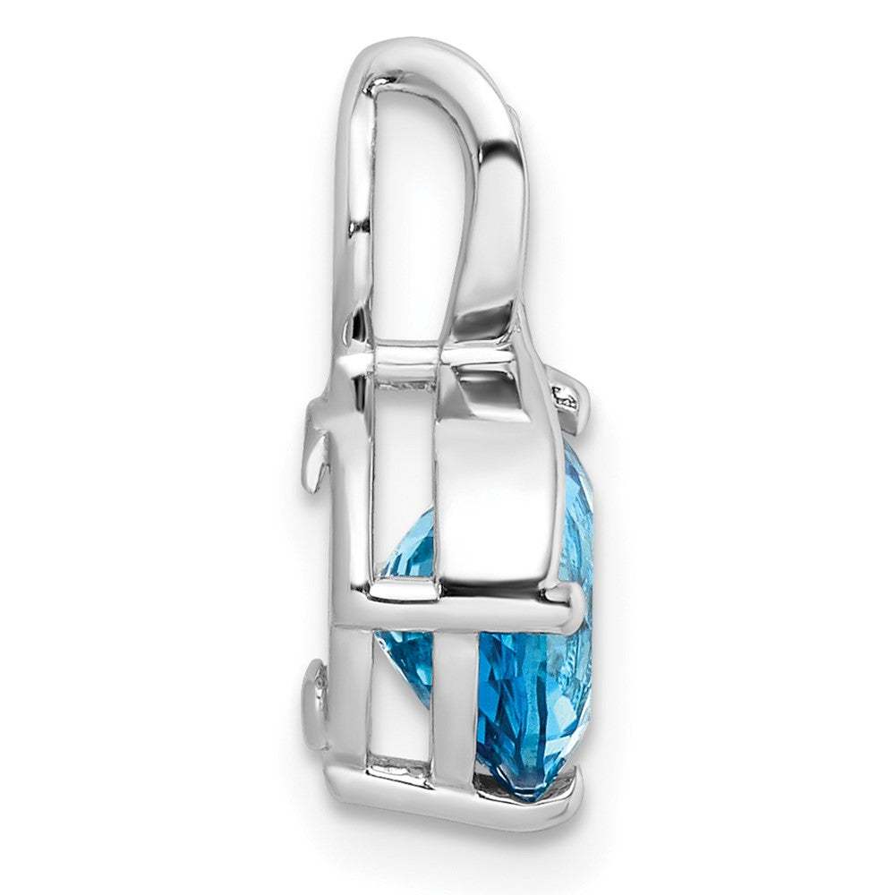 Sterling Silver Rhodium-plated Circle Swiss Blue Topaz/White Topaz Pendant - 2
