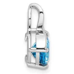 Sterling Silver Rhodium-plated Circle Swiss Blue Topaz/White Topaz Pendant - 2