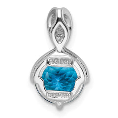 Sterling Silver Rhodium-plated Circle Swiss Blue Topaz/White Topaz Pendant - 2