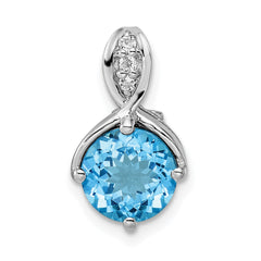 Sterling Silver Rhodium-plated Circle Swiss Blue Topaz/White Topaz Pendant - 2