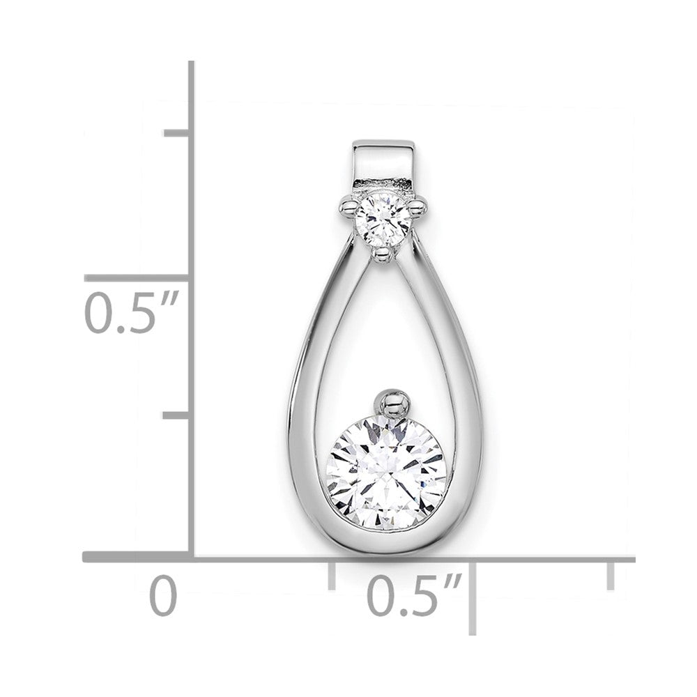 Sterling Silver Rhodium-plated with CZ Teardrop Shape Chain Slide