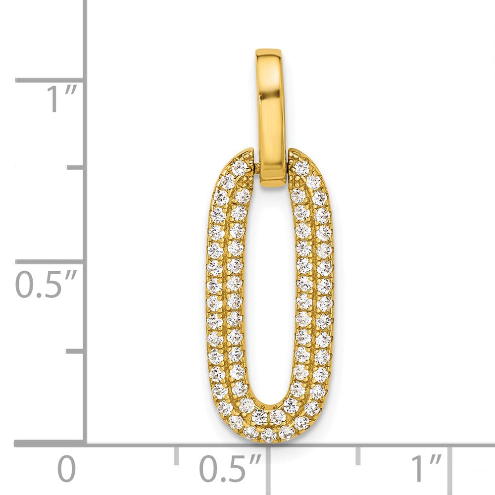 Sterling Silver Gold-tone with Micro Pave CZ Pendant