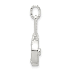 Sterling Silver E-coated CZ and Mother of Pearl Pendant