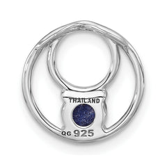 Sterling Silver Rhodium-plated Lapis Lazuli Round Chain Slide Pendant