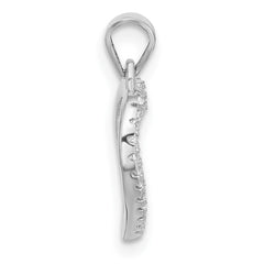 Sterling Silver Rhodium-plated CZ Heart Pendant - 11
