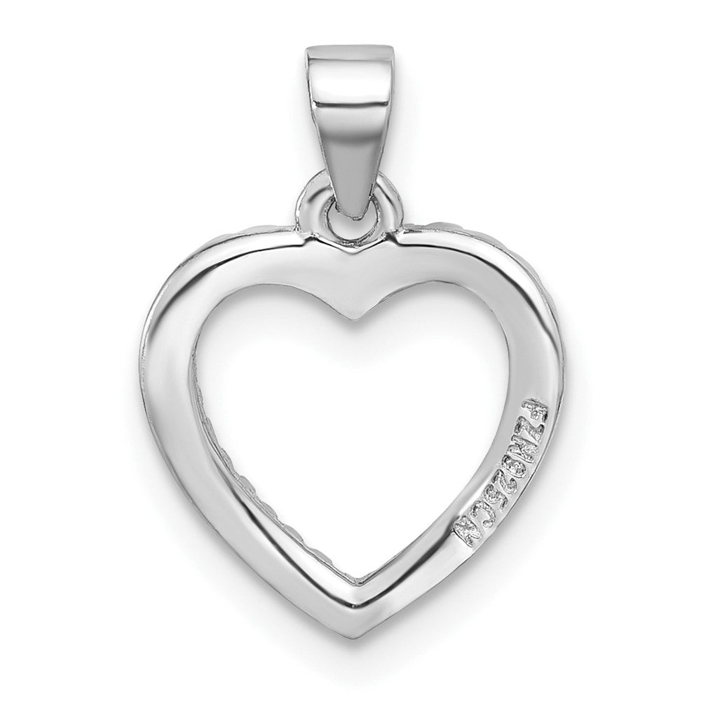 Sterling Silver Rhodium-plated CZ Heart Pendant - 11