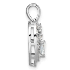 Sterling Silver Rhodium-plated CZ Heart Pendant - 13