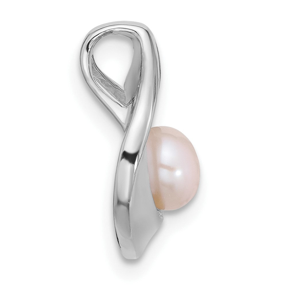 Sterling Silver Rose Gold-plated Brushed/Polished FWC Pearl Chain Slide