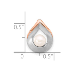 Sterling Silver Rose Gold-plated Brushed/Polished FWC Pearl Chain Slide