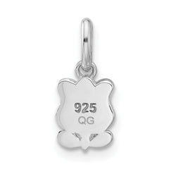 Sterling Silver RH-plated Pink & Green Enamel Tulip Children's Pendant