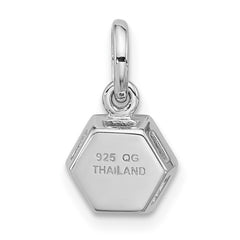 Sterling Silver Rhodium-plated Polished Solitaire Amethyst Charm Pendant