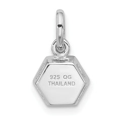 Sterling Silver Rhodium-plated Polished Solitaire Peridot Charm Pendant